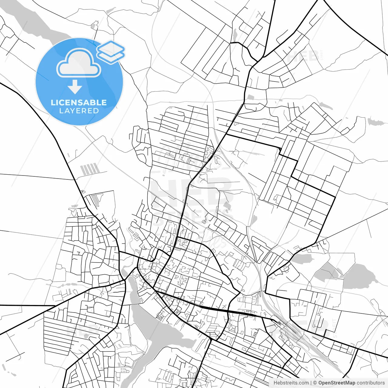 Layered PDF map of Berdychiv, Zhytomyr Oblast, Ukraine