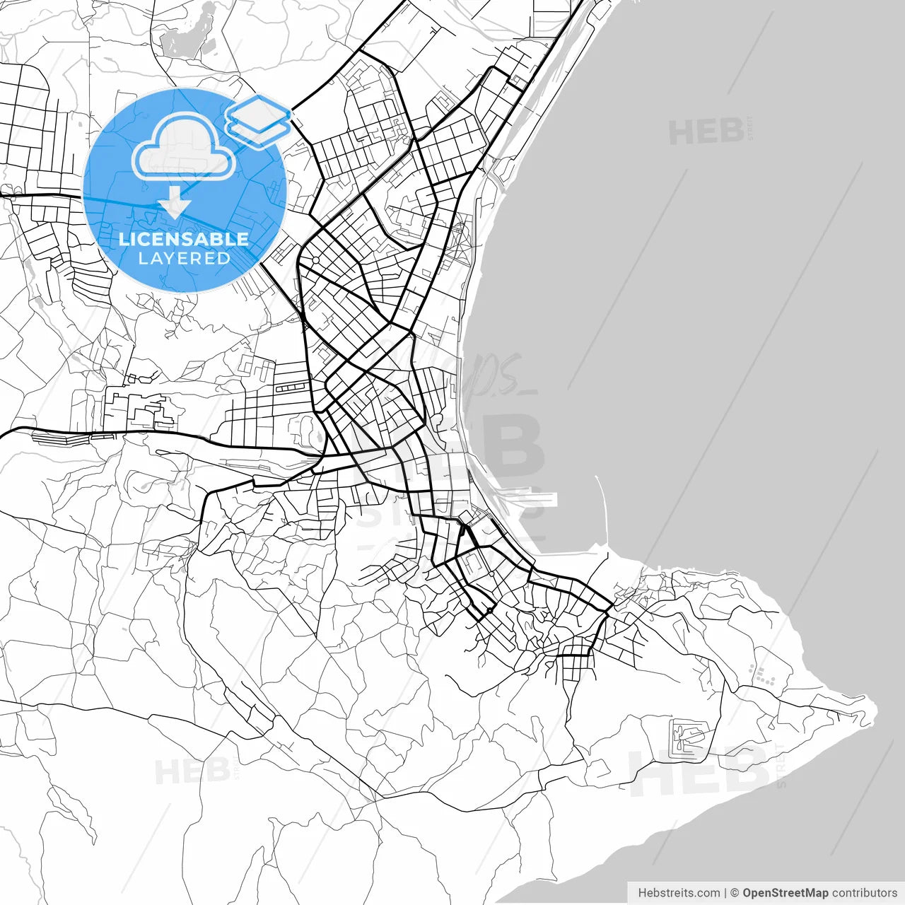 Layered PDF map of Feodosiya, Crimea, Ukraine