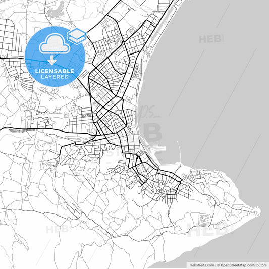 Layered PDF map of Feodosiya, Crimea, Ukraine