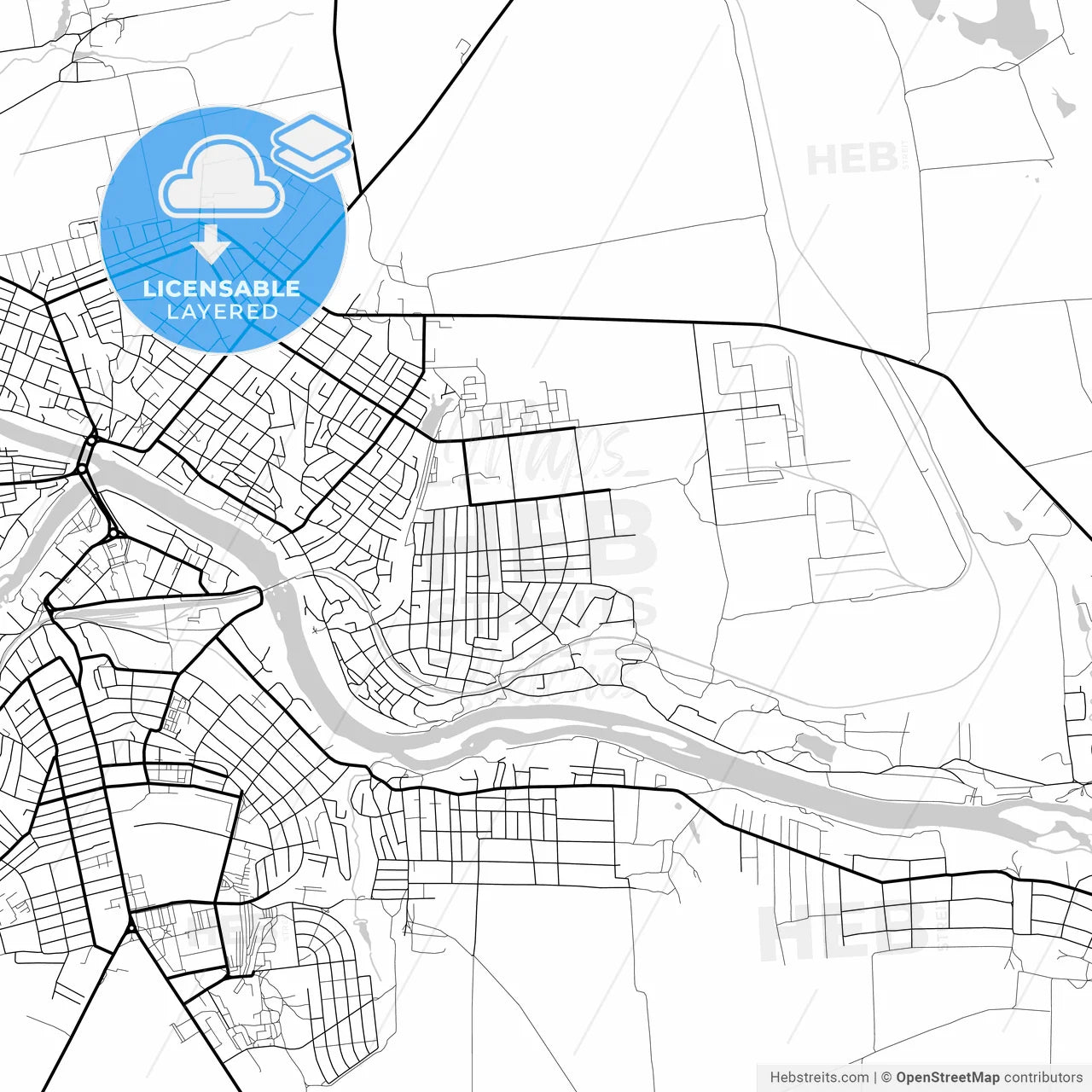 Layered PDF map of Pervomaisk, Mykolaiv Oblast, Ukraine