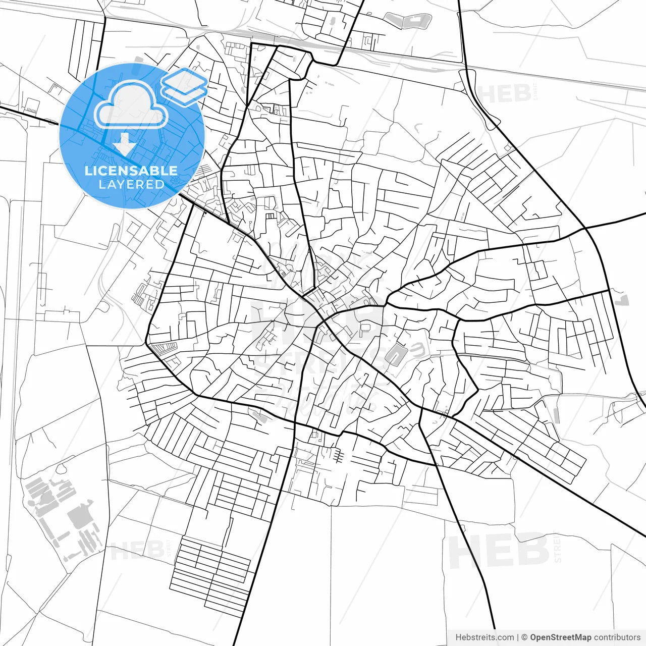 Layered PDF map of Boryspil, Kyiv Oblast, Ukraine