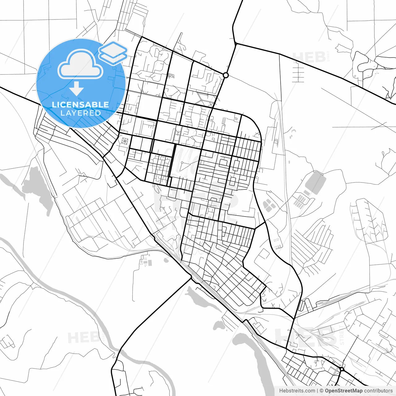 Layered PDF map of Rubizhne, Luhansk Oblast, Ukraine