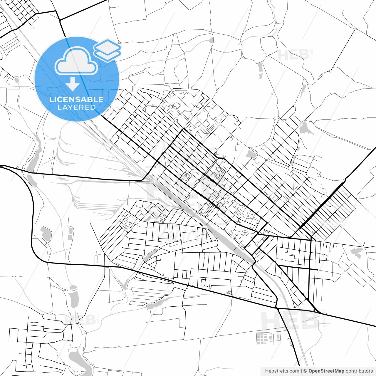 Layered PDF map of Khartsyzk, Donetsk Oblast, Ukraine