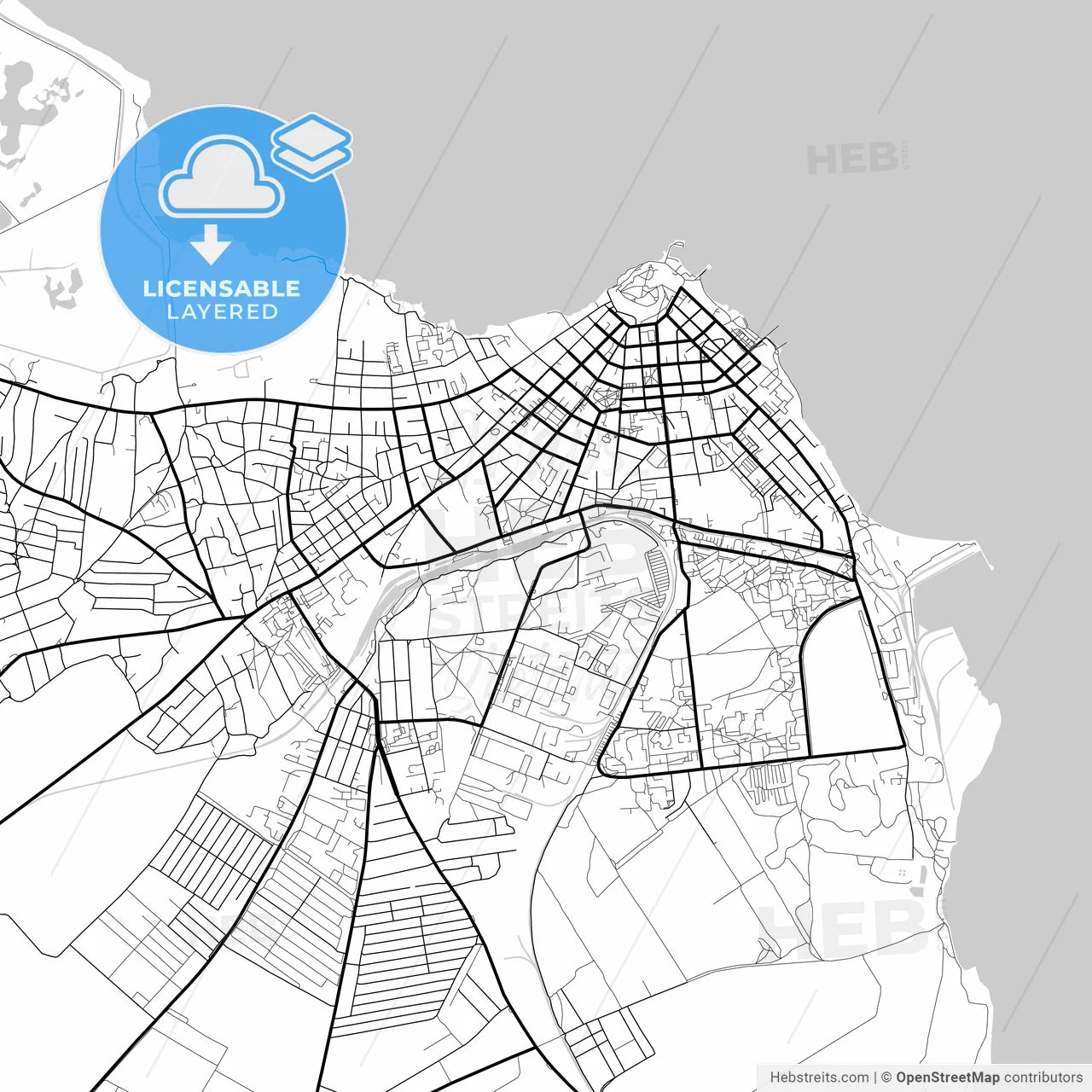 Layered PDF map of Bilhorod-Dnistrovskyi, Odessa Oblast, Ukraine