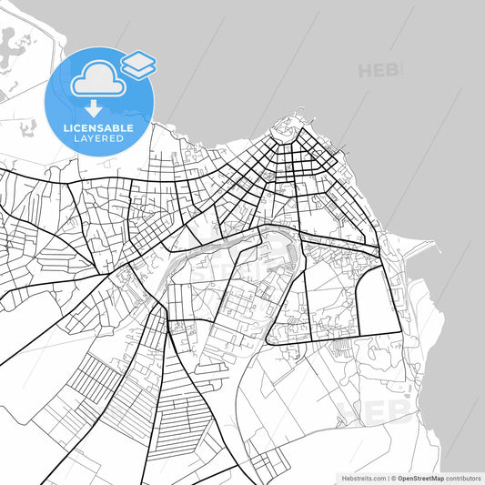 Layered PDF map of Bilhorod-Dnistrovskyi, Odessa Oblast, Ukraine