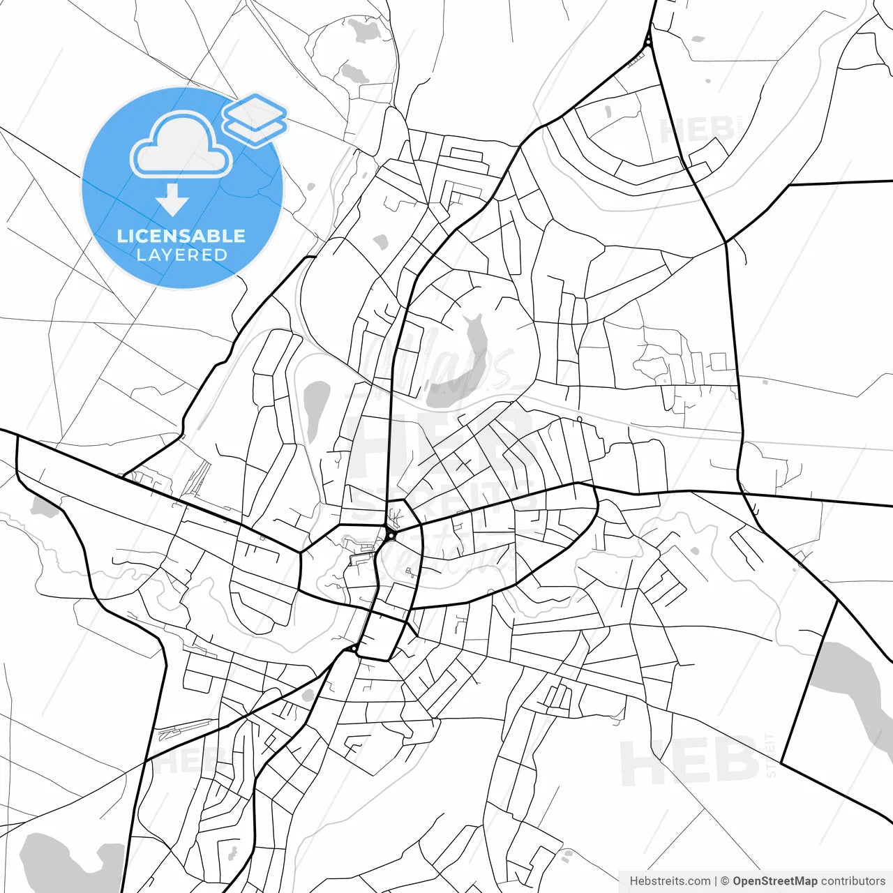 Layered PDF map of Okhtyrka, Sumy Oblast, Ukraine