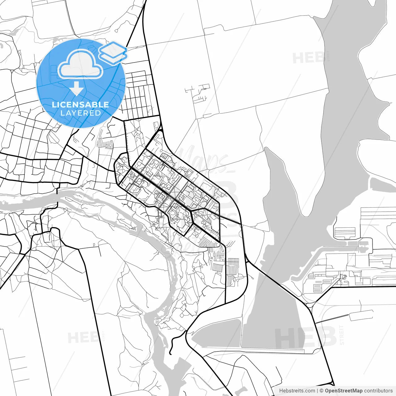 Layered PDF map of Yuzhnoukrainsk, Mykolaiv Oblast, Ukraine