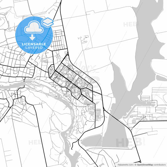 Layered PDF map of Yuzhnoukrainsk, Mykolaiv Oblast, Ukraine