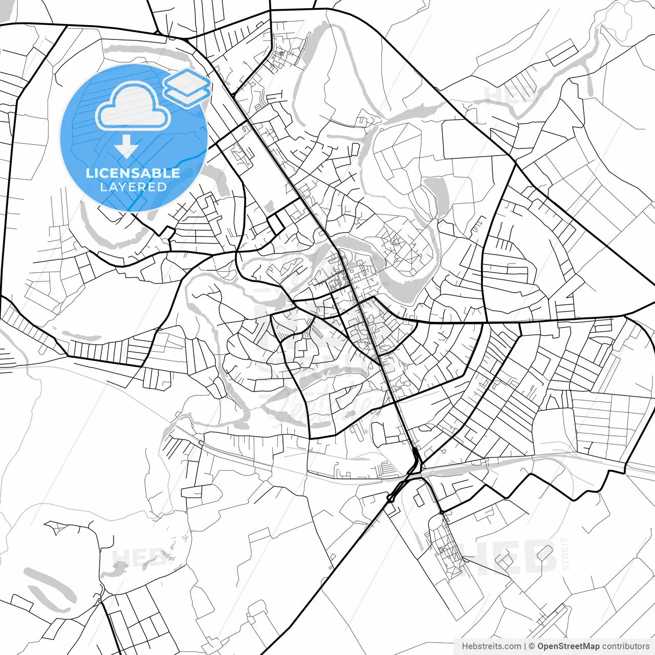 Layered PDF map of Myrhorod, Poltava Oblast, Ukraine