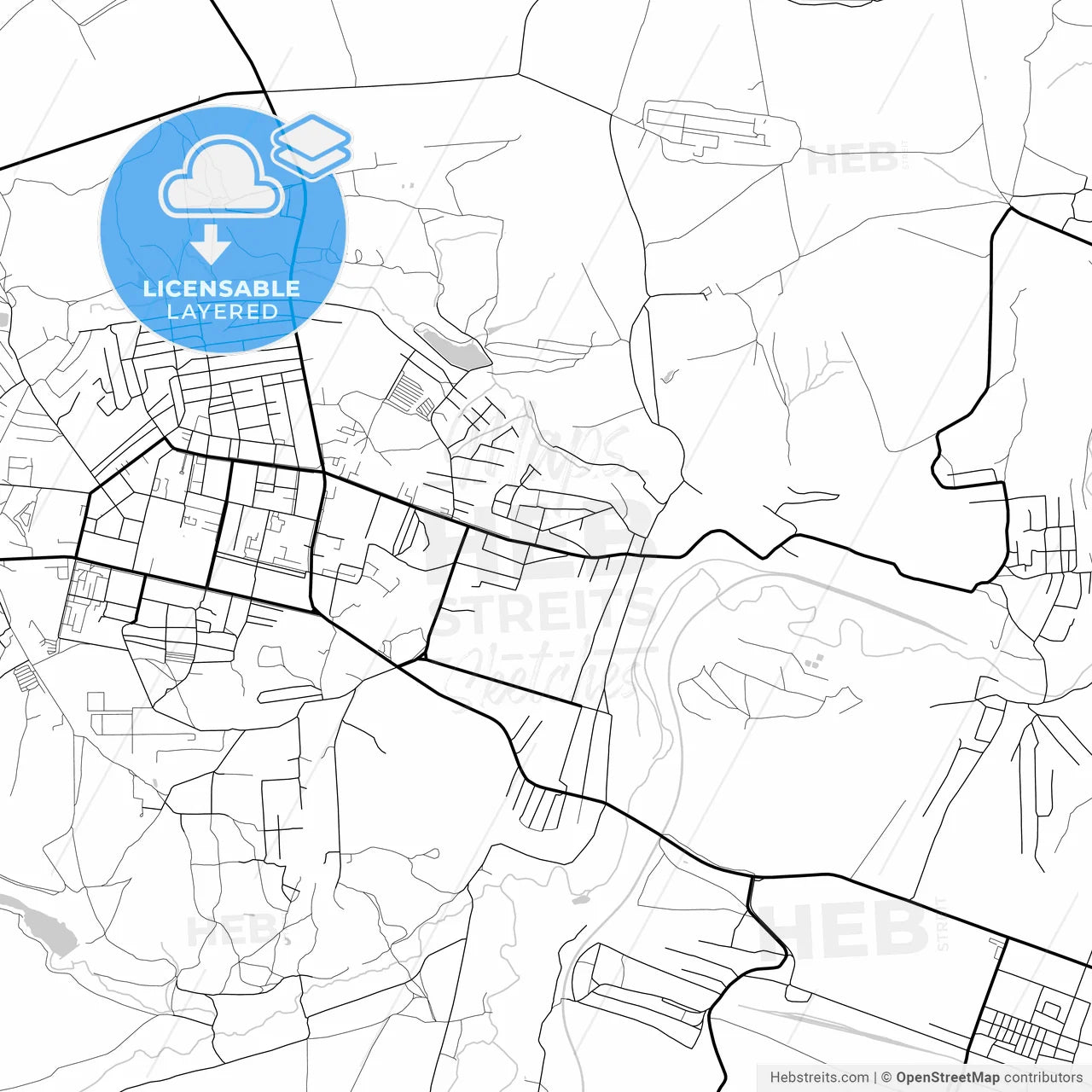 Layered PDF map of Pervomaisk, Luhansk Oblast, Ukraine