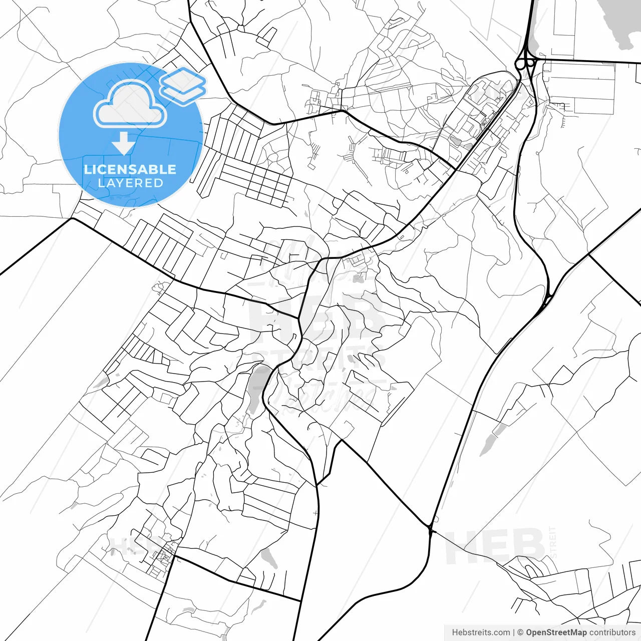 Layered PDF map of Obukhiv, Kyiv Oblast, Ukraine