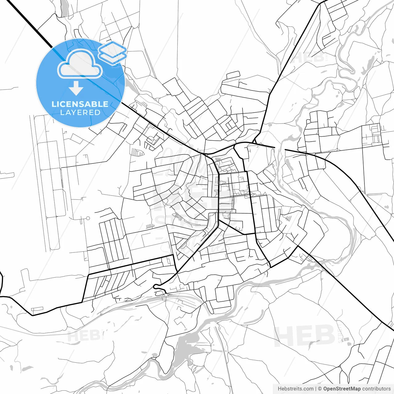 Layered PDF map of Chuhuiv, Kharkiv Oblast, Ukraine