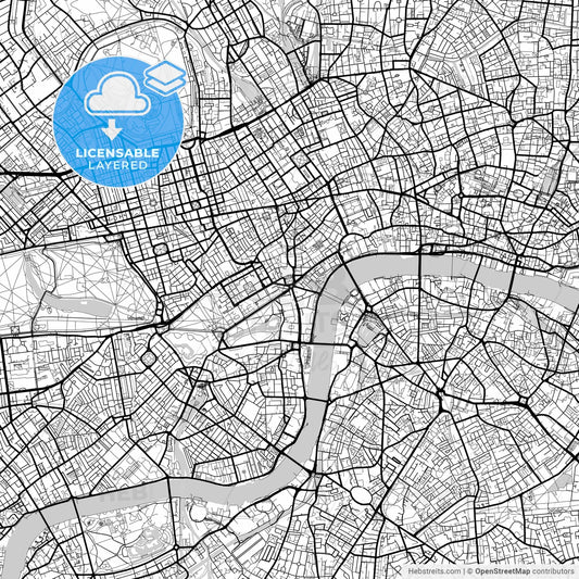 Layered PDF map of London, Greater London, England