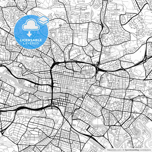 Layered PDF map of Glasgow, Glasgow, Scotland