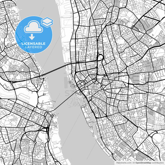 Layered PDF map of Liverpool, North West England, England