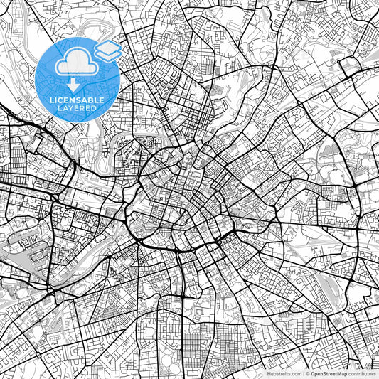 Layered PDF map of Manchester, North West England, England