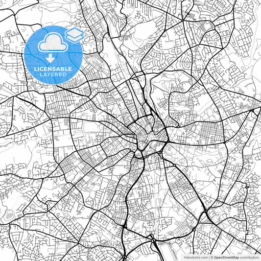 Layered PDF map of Bradford, Yorkshire and the Humber, England