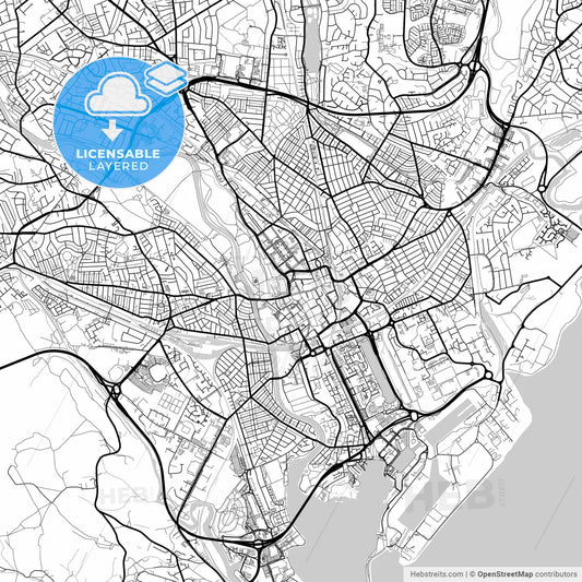 Layered PDF map of Cardiff, Cardiff, Wales