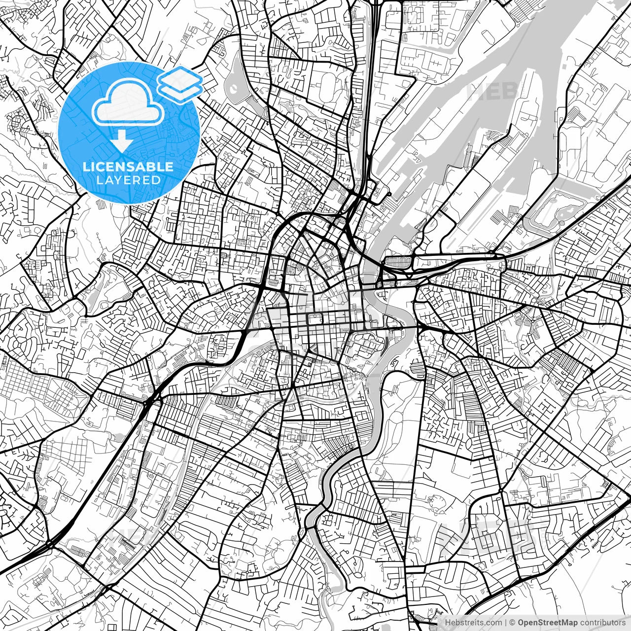 Layered PDF map of Belfast, Belfast, Northern Ireland