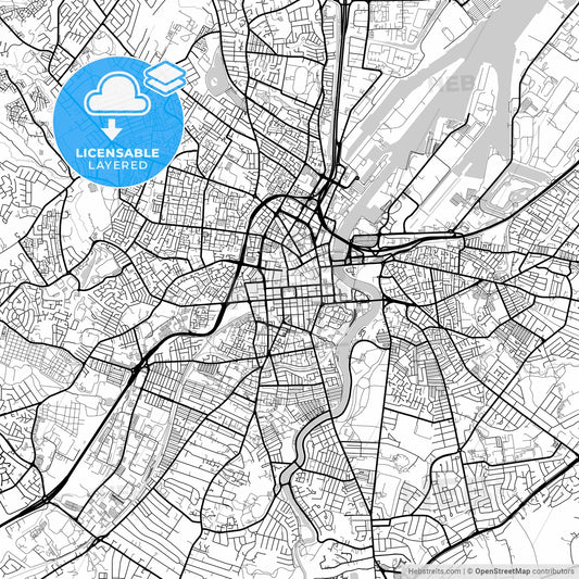 Layered PDF map of Belfast, Belfast, Northern Ireland