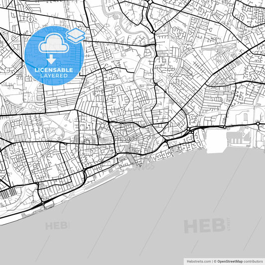 Layered PDF map of Kingston upon Hull, Yorkshire and the Humber, England