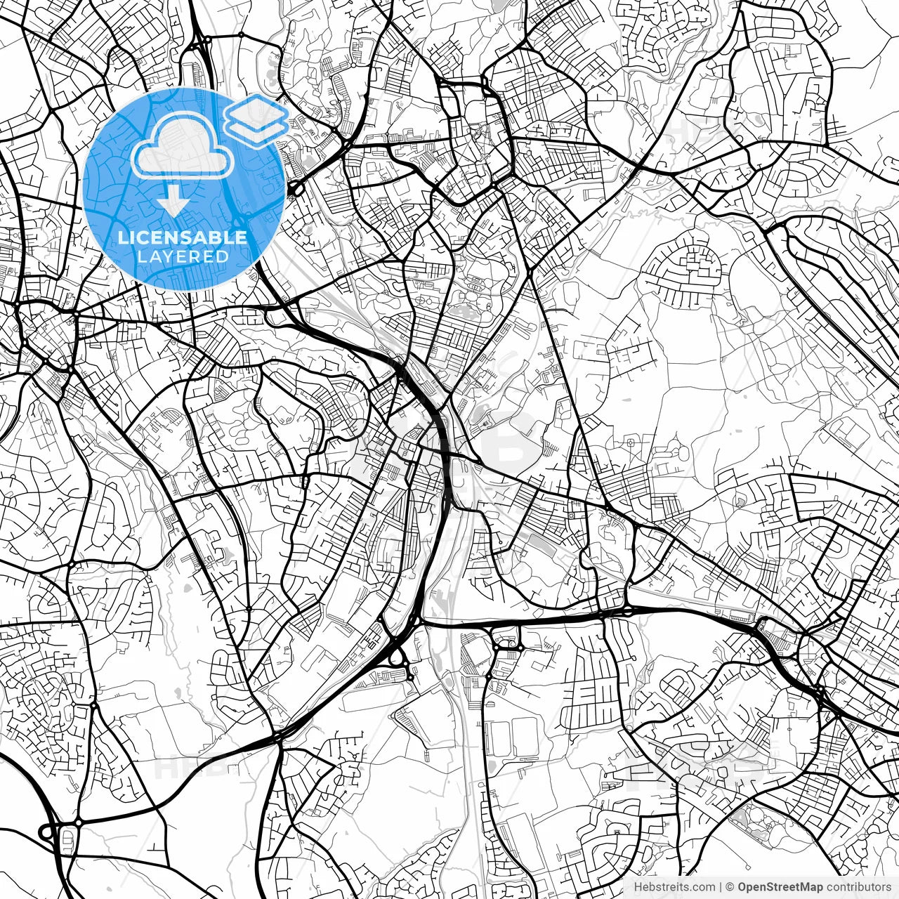 Layered PDF map of Stoke-on-Trent, West Midlands, England