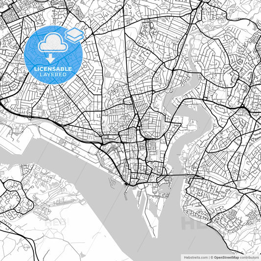 Layered PDF map of Southampton, South East England, England