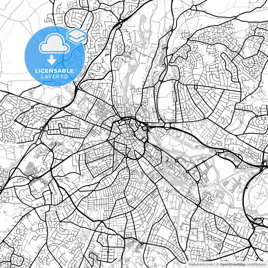 Layered PDF map of Derby, East Midlands, England