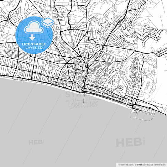 Layered PDF map of Brighton and Hove, South East England, England
