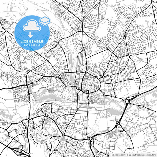 Layered PDF map of Northampton, East Midlands, England