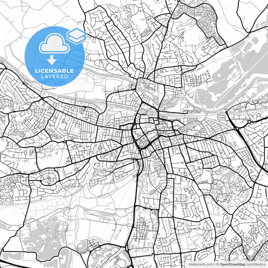 Layered PDF map of Reading, South East England, England