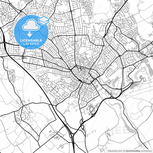 Layered PDF map of Luton, East of England, England