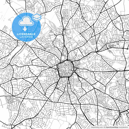 Layered PDF map of Wolverhampton, West Midlands, England