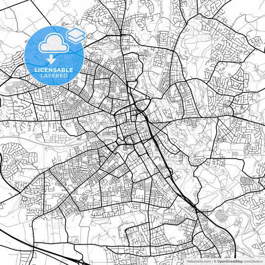 Layered PDF map of Bolton, North West England, England