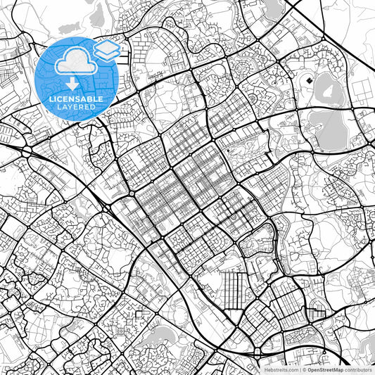Layered PDF map of Milton Keynes, South East England, England