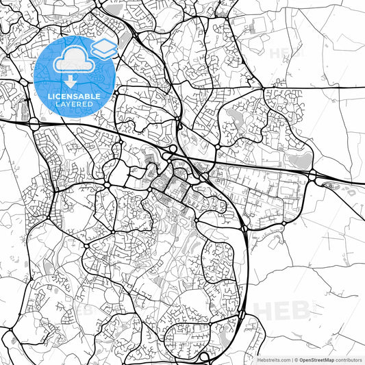 Layered PDF map of Telford, West Midlands, England