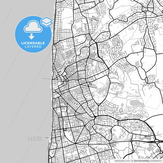 Layered PDF map of Blackpool, North West England, England