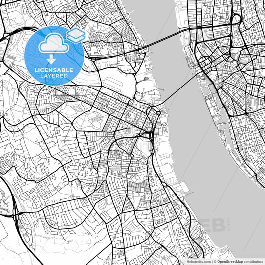 Layered PDF map of Birkenhead, North West England, England