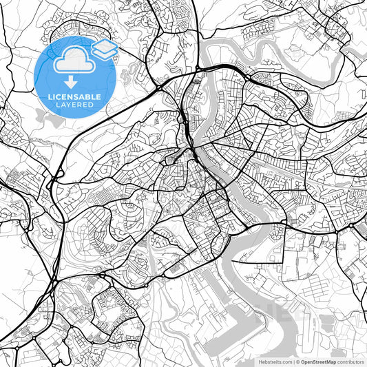 Layered PDF map of Newport, Newport, Wales