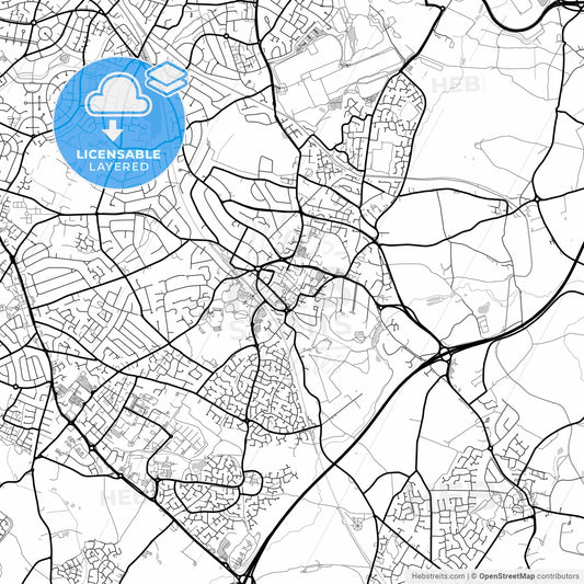 Layered PDF map of Solihull, West Midlands, England