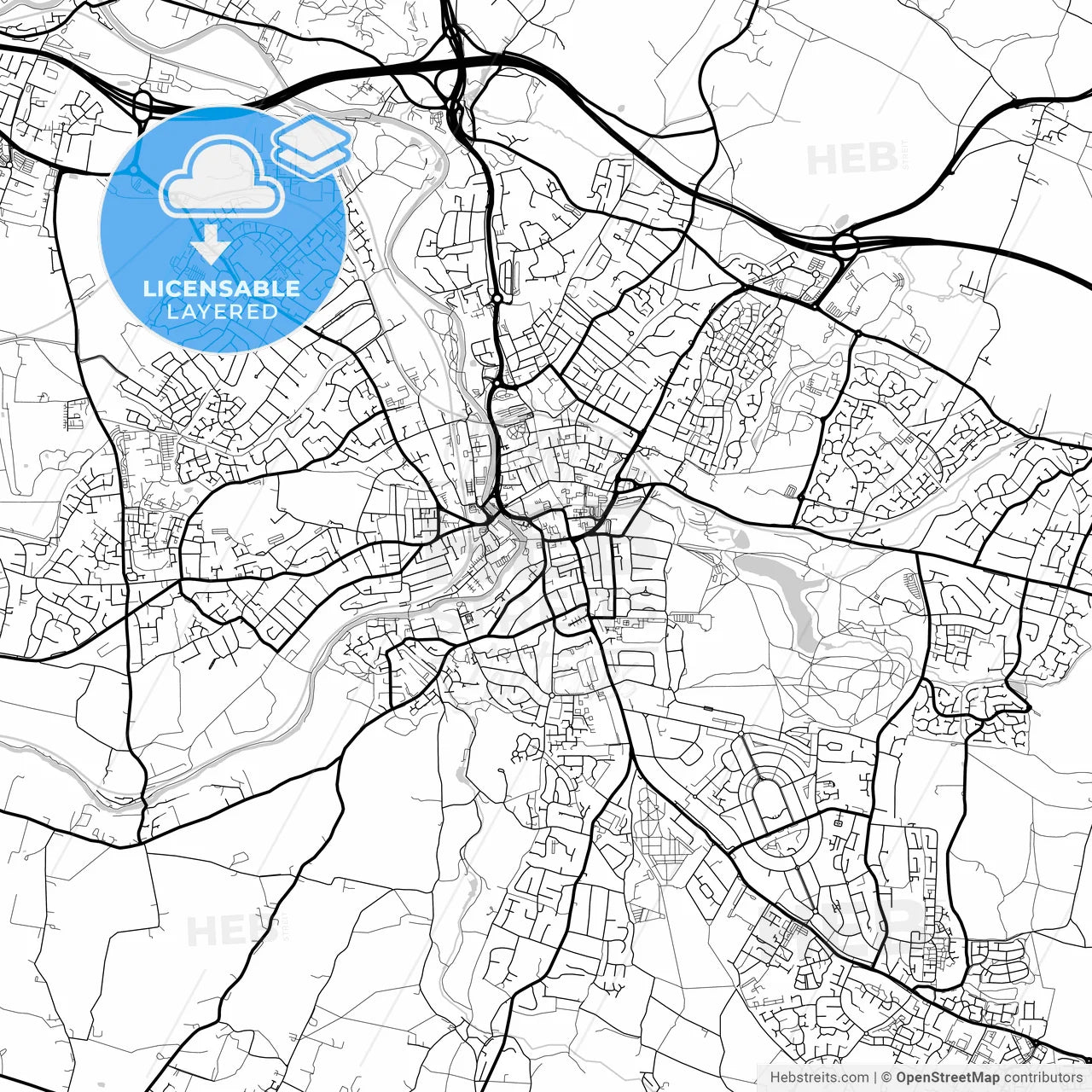Layered PDF map of Maidstone, South East England, England