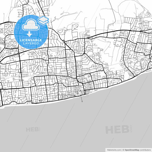 Layered PDF map of Worthing, South East England, England