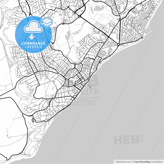 Layered PDF map of Eastbourne, South East England, England