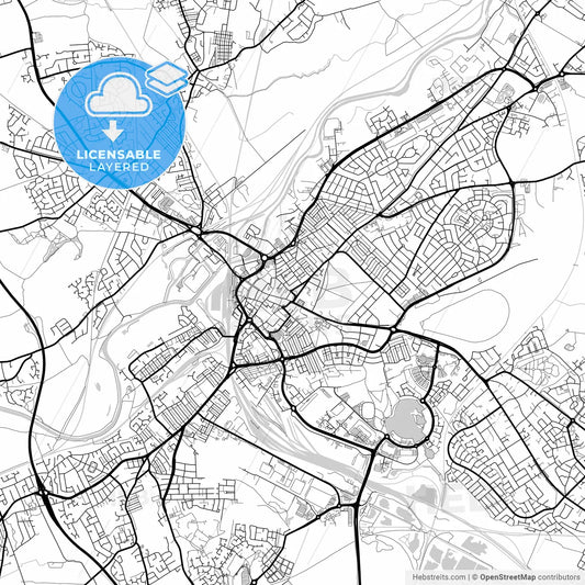 Layered PDF map of Doncaster, Yorkshire and the Humber, England