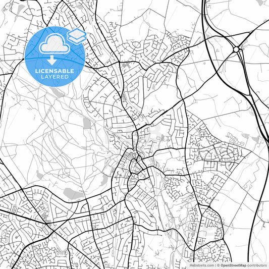 Layered PDF map of Sutton Coldfield, West Midlands, England