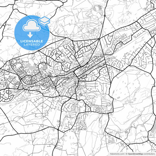 Layered PDF map of Woking, South East England, England