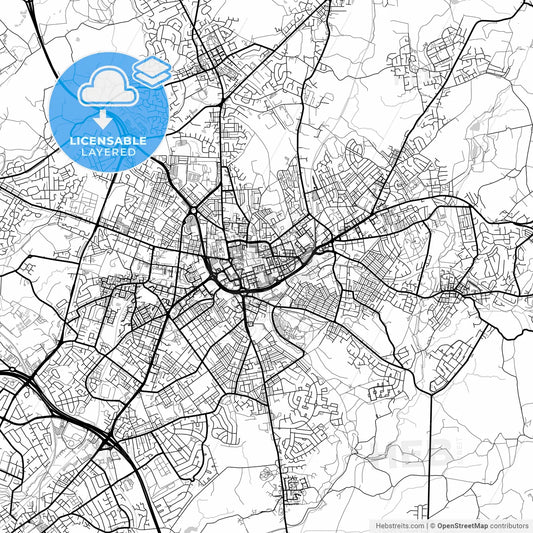 Layered PDF map of Oldham, North West England, England
