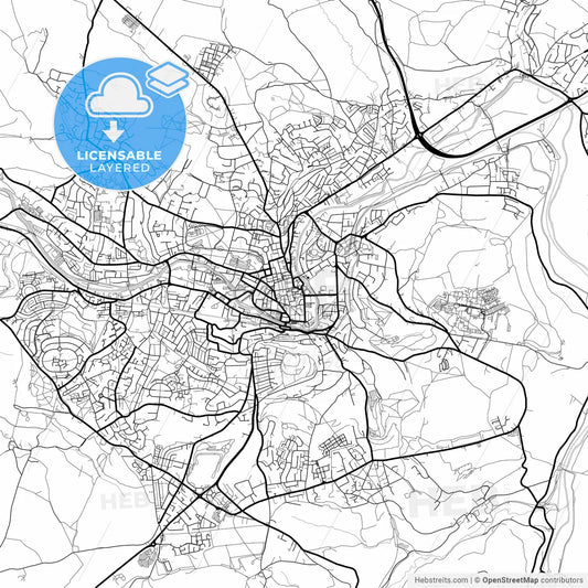Layered PDF map of Bath, South West England, England
