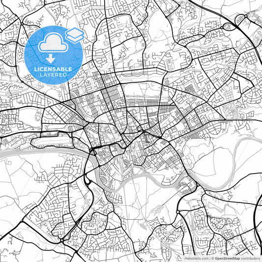 Layered PDF map of Preston, North West England, England