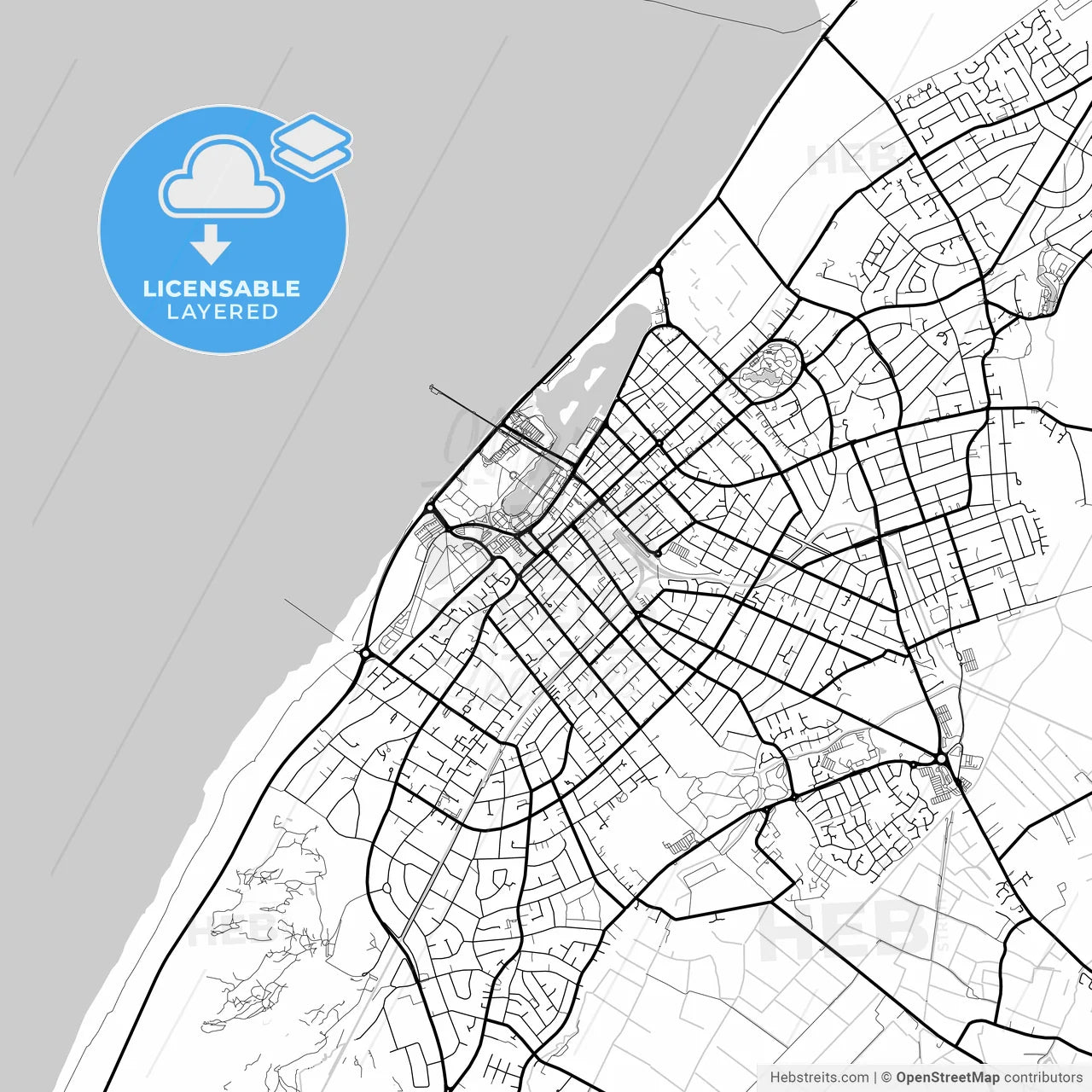 Layered PDF map of Southport, North West England, England